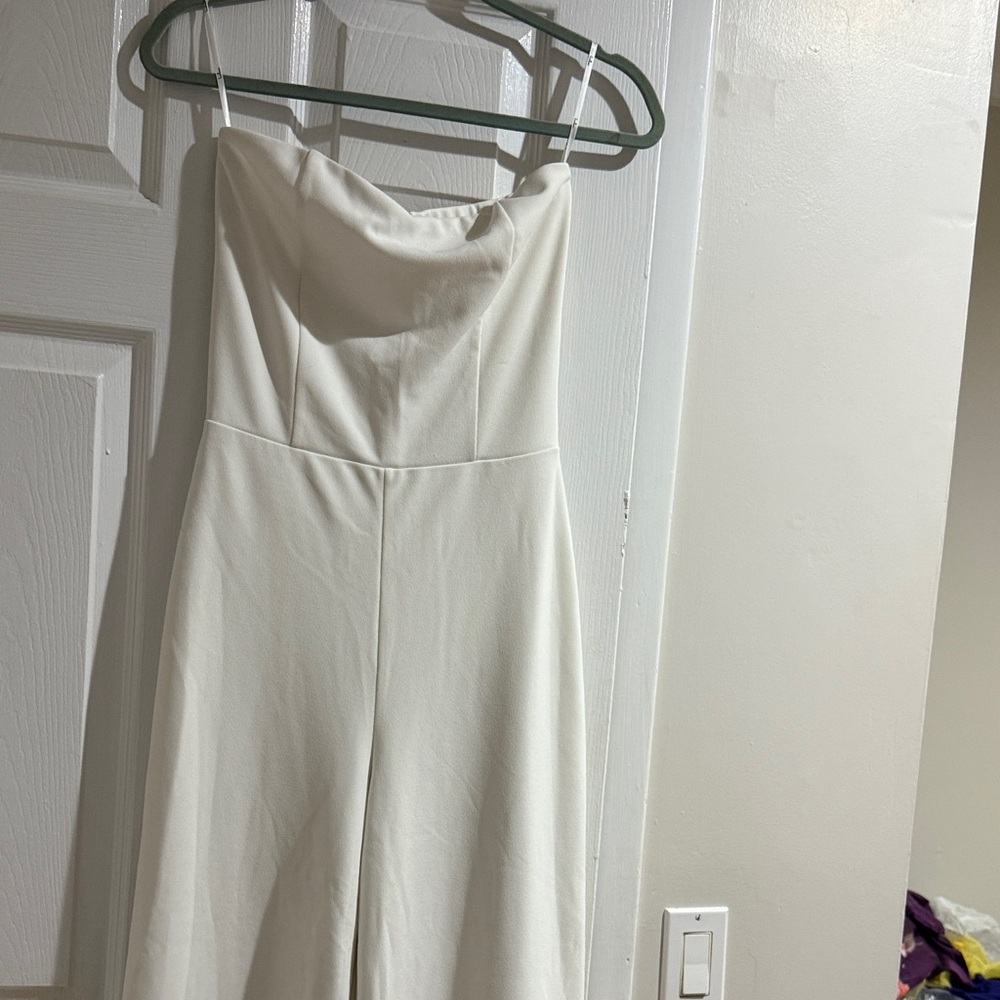 Elegant White Strapless Dress (Jumpsuit-only worn once for bridal shower)